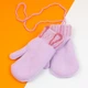 Детские варежки на 6 - 7 - 8 лет зимние на веревочке с ушками (арт. 21-7-12а) сиреневый - изображение 1