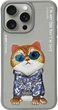 Etui plecki Nimmy Glasses Cool Cat do Apple iPhone 15 Pro Grey (6971080310904) - obraz 1