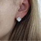 Серебряные серьги в позолоте в стиле Van Cleef Ван Клиф клевер с Перламутром и камушками (ЛК-013631перп) - изображение 3