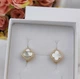 Серебряные серьги в позолоте в стиле Van Cleef Ван Клиф клевер с Перламутром и камушками (ЛК-013631перп) - изображение 4