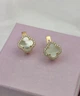 Серебряные серьги в позолоте в стиле Van Cleef Ван Клиф клевер с Перламутром и камушками (ЛК-013631перп) - изображение 6