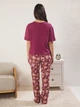 Пижама (футболка + штаны) женская хлопковая Trendyol THMSS24PT00230 S Bordeaux (8684737333215) - изображение 8