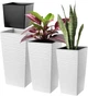 Donice na kwiaty z wkładem Kadax Tuluza K8071 30 cm + 35 cm + 40 cm Białe - obraz 1