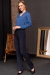 Жіноча однотонна блуза з манжетою LadyLike 42 Синій (ll2136210068368) - изображение 4