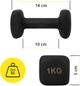 Гантели виниловые Cornix Square 2 x 1 кг XR-0406 Black - изображение 7