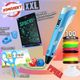 Большой набор для рисования и творчества 3Д ручка для детей 3D Pen-6 с LCD дисплеем с электронным планшетом + 100 м пластинки PLA + детские трафареты Синяя - изображение 3