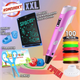 Большой набор для рисования и творчества 3Д ручка для детей 3D Pen-6 с LCD дисплеем с электронным планшетом + 100 м пластинки PLA + детские трафареты розовый - изображение 7