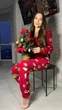 Жіноча піжама з кишенею на пoпі, Сніжинка uwest, кігурумі (пожама) Mimi Pijamoni, Червона, Розмір М - зображення 7
