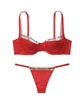 Комплект Victoria’s Secret Червоний з бежевим 34D-M - изображение 6