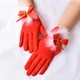 Рукавички новорічні з бантиком honey fashion accessories xs/s/m червоні (30к042) - изображение 1