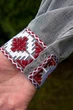 Мужская вышиванка с длинным рукавом льняная серая М - изображение 3