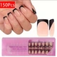 Гелевые типсы для наращивания с французским маникюром Soft Gel глянцевые квадрат S 150 шт натуральній с черной линией френча (413) - изображение 3