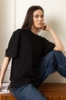 Футболка FAMO З круглим вирізом трикотажна oversize FUT-154 Чорний S S (FUT-154) - изображение 1