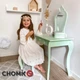 Детский туалетный столик Chomik ELSA бирюзовый с зеркалом стулом ящиками трюмо для девочки - изображение 3