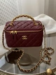 Сумка женская клатч Chanel Classic Lambskin Pearl Crush Vanity Bag Premium бордовый с ручкой Шанель MDR - изображение 4