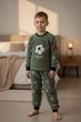 Пижама зимняя для мальчика теплая полар флис Mini Moon р 116 см 6 лет арт 6155 Football Star Зеленый - изображение 2