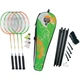 Набір для бадмінтону Talbot BADMINTON SET 4-ATTACKER PLUS (4 ракетки, 3 волани, сітка, чохол) зелено-помаранчевий 449414 - зображення 1