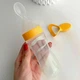 Бутылочка с ложкой (желтый) силиконовая для кормления, для первого прикорма для новорожденных - изображение 4