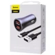 Автомобільний зарядний пристрій Baseus Golden Contactor Pro Dual Quick Charger Car Charger U+U 40W（With Baseus Simple wiring USB For Type-C 5A 1.0m）Da (TZCCJD-A0G) - изображение 2