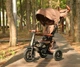 Трехколесный детский складной велосипед Tri-Cycle RITO DELUXE 5-в-1 коричневый прогулочный трансформер от 12 месяцев с родительской ручкой защитным козырьком и надувными колесами 10″ - изображение 11