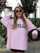 Женский объемный свитер с надписью розового цвета 36293 One Size - изображение 1