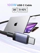 Кабель UGREEN L528 USB-C to USB-C PD 3.0 100W 5A Fast Charging Cable 0.5m Space Gray (65831) - зображення 2