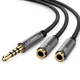 Кабель UGREEN AV141 3.5mm Male to 2x3.5mm Female Headset Splitter 20cm Black (30619) - изображение 1