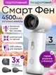 Смарт фен беспроводной на аккумуляторе 4500 mAh smart care hair dryer для укладки и сушки волос с насадками диффузором концентратором 55w аккумулятором зарядкой от usb power bank 3 режима дорожный компактный портативный легкий белый - изображение 1