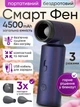 Смарт фен бездротовий на акумуляторі 4500 mAh smart care hair dryer для укладки та сушіння волосся з насадками дифузором концентратором 55w акумулятором зарядкою від usb power bank 3 режиму дорожній компактний портативний легкий синій - зображення 1