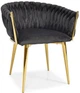 Крісло Hedo 100040 Велюрове Чорне з золотими ніжками (5907184130026) - зображення 1