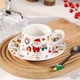 Чашка Lesko "Merry Christmass" Санта-Клаус JJX005 White с блюдцем с ложкой в подарочной упаковке - изображение 2