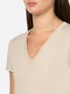Футболка хлопковая длинная женская Armani Exchange 879900368 S Бежевая (1159849559) - изображение 3