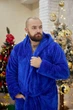 Мужской махровый халат батал, синий электрик, размер 5XL - изображение 2