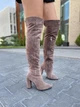 Замшеві ботфорти жіночі зимові на підборах теплі євро-вовна капучино 5493 2862 35 - зображення 8