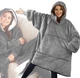 Плед з капюшоном і рукавами Huggle Hoodie оверсайз. Колір: сірий One size - зображення 2