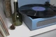 Вініловий програвач Fenton Voyager Blue з Bluetooth IN/OUT для всіх платівок, для початківця, оцифровка платівок, вбудовані динаміки, фонокорекор, еко-шкіра + Тестова платівка - изображение 7