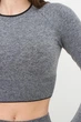 Спортивный топ укороченный с разрезом на рукаве Giulia CROP TOP SPORT MELANGE L/XL Black-nero, кроп топ - изображение 5