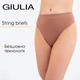 Трусики стринги женские бесшовные Giulia STRING BRIEFS BRAID L/XL Brown-mokko, стринги женские бесшовные - изображение 1