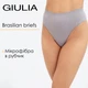 Трусы бразилиана женские бесшовные в рубчик Giulia BRASILIAN BRIEFS RIB S/M Grey-griffin, Трусики бразилиана рубчик с утяжкой - изображение 1