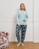 Піжама жіноча бавовняна Plus Size зі штанами Лілії 30110 Бірюзовий 5XL - зображення 8