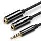 Аудіокабель UGREEN AV141 3.5mm male to 2 3.5mm female, 0,2m Black - зображення 1