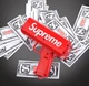 Пистолет для денег SUPREME игрушечный пистолет, стреляющий деньгами Money Gun красный - изображение 1