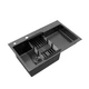 Кухонна мийка Kroner KRP Schwarze 7848LHM 780×480 мм, графіт (PVD), нержавіюча сталь, інтегрована, з правим крилом, 3.0/1.0 мм, з кошиком - зображення 5