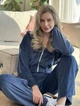 Женский велюровый костюм с капюшоном. Джинс, S - изображение 3