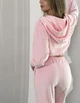 Женский велюровый костюм с капюшоном. Розовый, XL - изображение 2