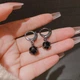 Серьги подвески кубик с черными камнями Fashion Jewelry серебристые - изображение 4