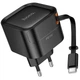 Мережевий зарядний пристрій HOCO C153A Changer With Retractable Cable Type-C PD20W (Black) (243527) - зображення 1