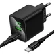Сетевое зарядное устройство HOCO CS83A Excellent with digital display PD20W+QC3.0 (1USB-A/1C) + кабель Type-C to Type-C (Black) (243551) - изображение 4