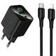 Мережевий зарядний пристрій HOCO CS83A Excellent with digital display PD20W+QC3.0 (1USB-A/1C) + кабель Type-C to Lightning (Black) (243557) - зображення 1