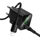 Мережевий зарядний пристрій HOCO CS83A Excellent with digital display PD20W+QC3.0 (1USB-A/1C) + кабель Type-C to Lightning (Black) (243557) - зображення 3